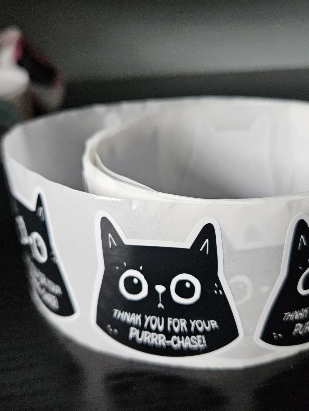 Black And White Cat Thank You Stickers